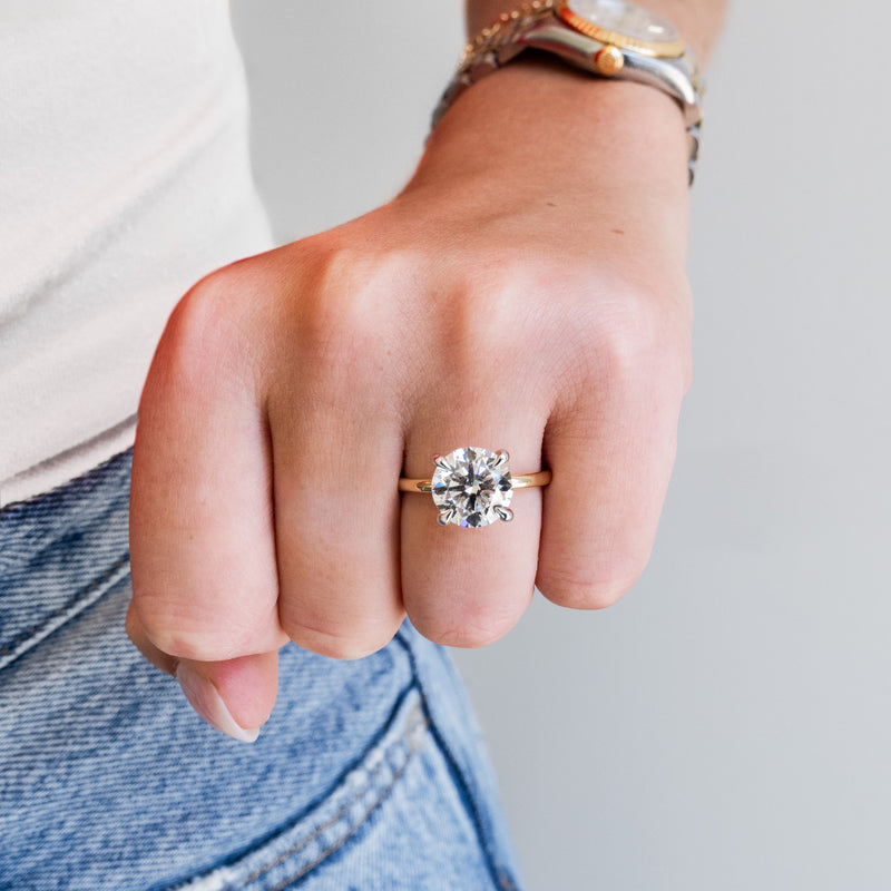 3.11CTW Round Lab Grown Diamond Engagement Ring, Signature Solitaire - 14K Multi-Tone Gold