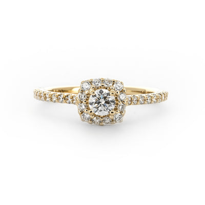 0.64ctw Diamond Engagement Ring - Halo + Pavê Band