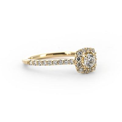 0.64ctw Diamond Engagement Ring - Halo + Pavê Band