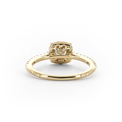 0.64ctw Diamond Engagement Ring - Halo + Pavê Band