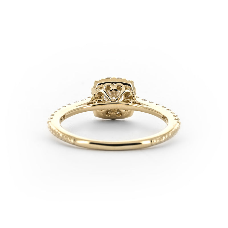 0.64ctw Diamond Engagement Ring - Halo + Pavê Band