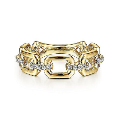 0.11ctw Chain Link Diamond Band- Yellow Gold