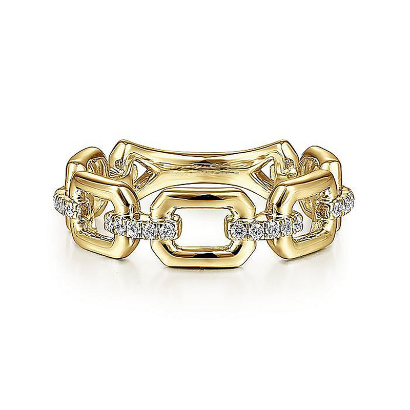 0.11ctw Chain Link Diamond Band- Yellow Gold