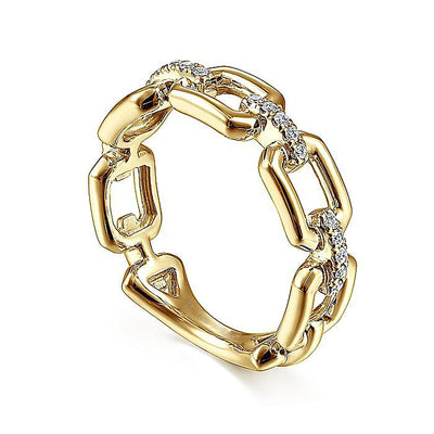 0.11ctw Chain Link Diamond Band- Yellow Gold