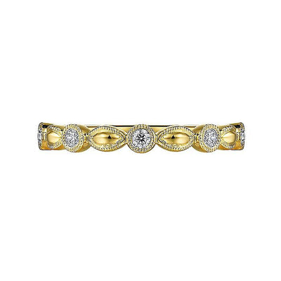 .14CTW Alternating Round Diamond + Marquise. Size 6.5 - 14K Yellow Gold