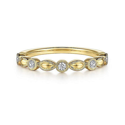.14CTW Alternating Round Diamond + Marquise. Size 6.5 - 14K Yellow Gold