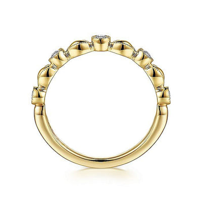 .14CTW Alternating Round Diamond + Marquise. Size 6.5 - 14K Yellow Gold