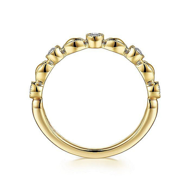 .14CTW Alternating Round Diamond + Marquise. Size 6.5 - 14K Yellow Gold