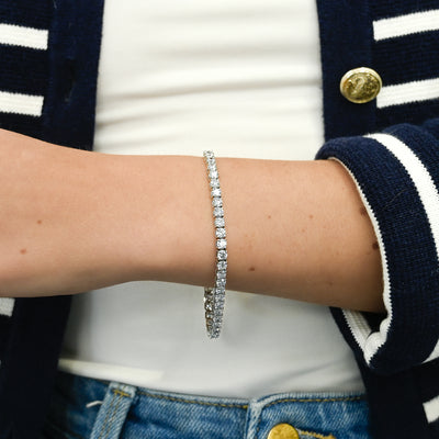 7CTW Round Lab Grown Diamond Tennis Bracelet, 7" - 14K White Gold