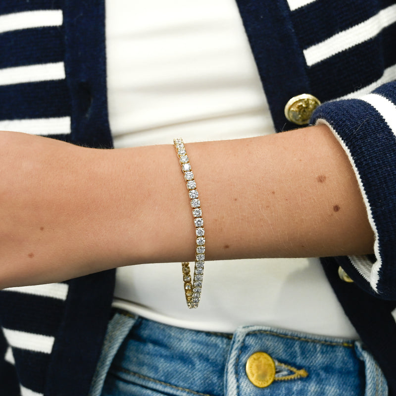 7CTW Round Lab Grown Diamond Tennis Bracelet, 7" - 14K Yellow Gold