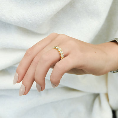 1.1CTW Oval Lab Grown Diamond Band, Size 6.5 - 14K Yellow Gold