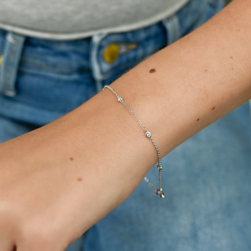 .15CTW Round Diamonds By the Yard Bracelet, 7" - 14K White Gold