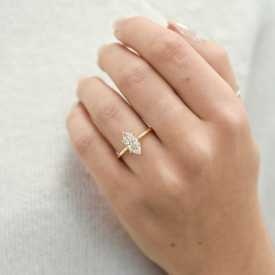 1.26CTW Marquise Diamond Engagement Ring - Cathedral - 14K Yellow Gold