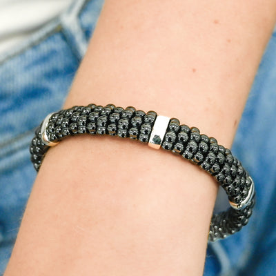 Lagos | Silver Station Ceramic Caviar Bracelet, 6.5" - 925 Sterling Silver