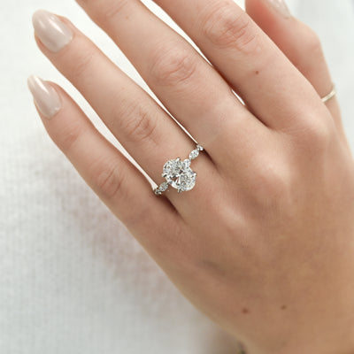 1.84CTW Oval Lab Grown Diamond Engagement Ring - Alternating Marquise + Round Diamond Band - 950 Platinum