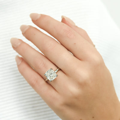3.08CT Cushion Diamond Engagement Ring - Solitaire - 14K White Gold