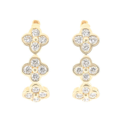 .59CTW Round Diamond Hoop Earrings - Quatrefoil - 14K Yellow Gold