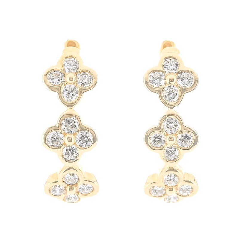 .59CTW Round Diamond Hoop Earrings - Quatrefoil - 14K Yellow Gold