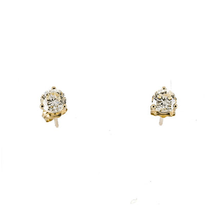 1.23ctw Round Natural Diamond Stud Earrings - 14k Yellow Gold