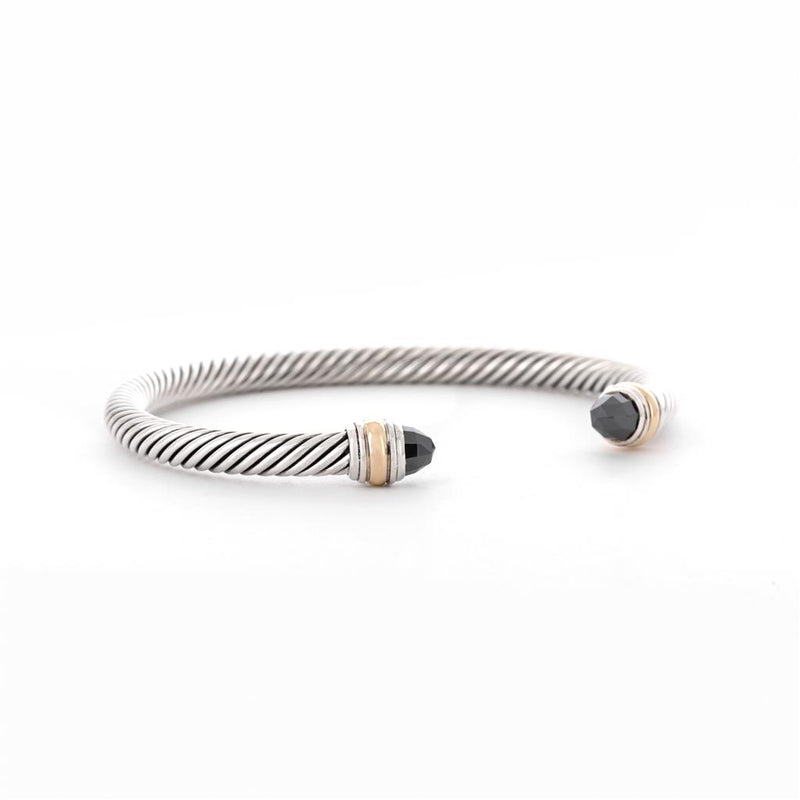 David Yurman | Hematite Classic Cable Bracelet, 5mm - 14K Yellow Gold + Sterling SIlver