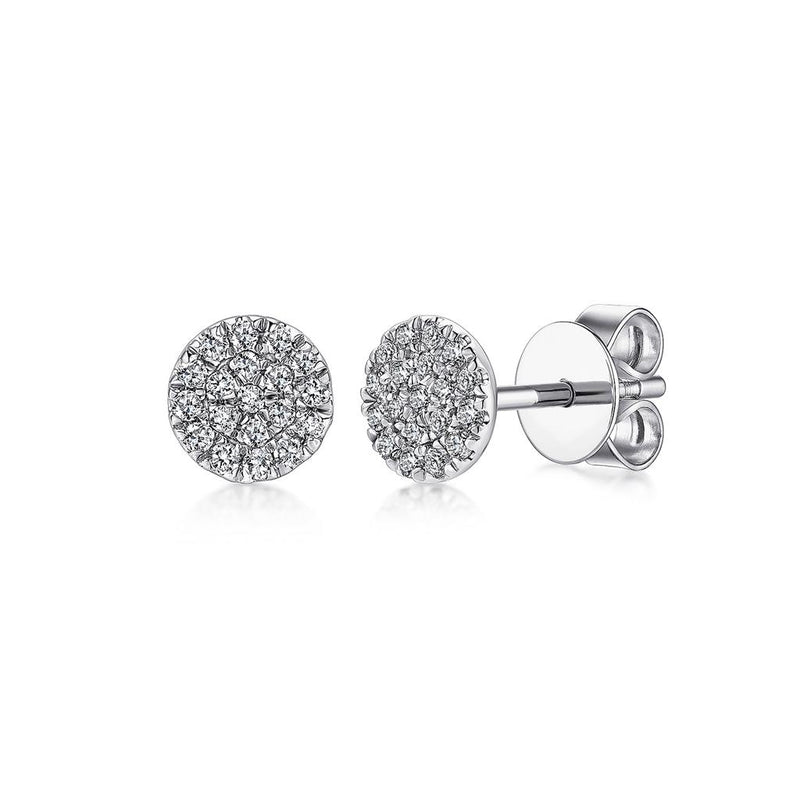 0.14ctw Round Diamond Cluster Stud Earrings - 14K White Gold