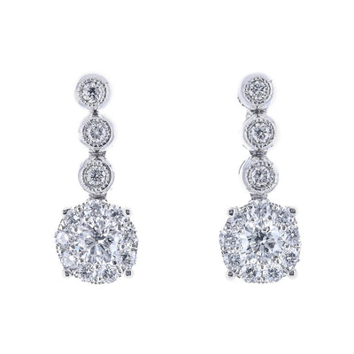 .42CTW Diamond Drop Earrings - 14K White Gold