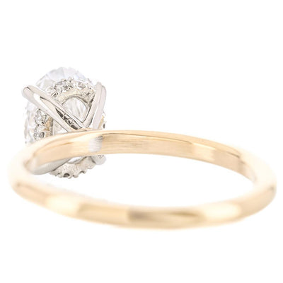 1.59CTW Oval Lab-Grown Diamond Engagement Ring - Hidden Halo + Solitaire - 14K Yellow Gold + 950 Platinum