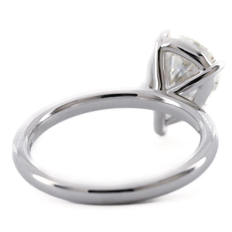 2.48CT Pear Diamond Engagement Ring - Slanted Solitaire - 14K White Gold