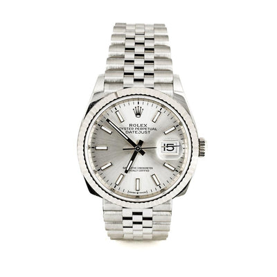 Rolex | 36mm Datejust, Silver Dial, Fluted Bezel, Jubilee Bracelet, Stainless Steel - 126234