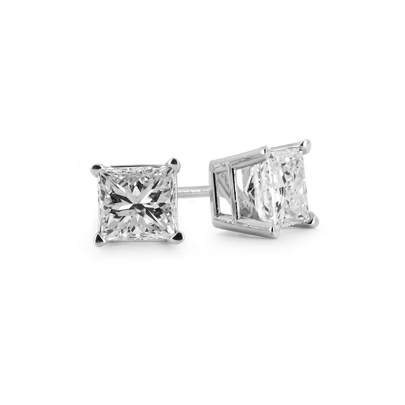 0.45ctw Princess Diamond Stud Earrings - 4 Prong