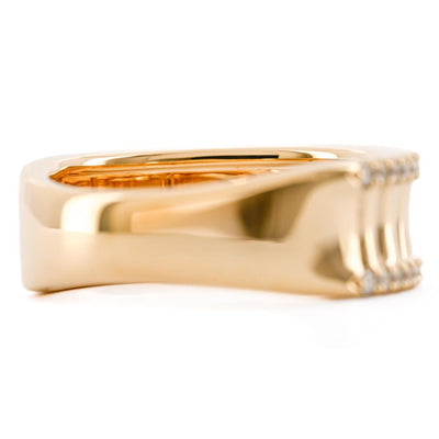 .42CTW Round Diamond Edge Band - Fluted Band - 14K Yellow Gold
