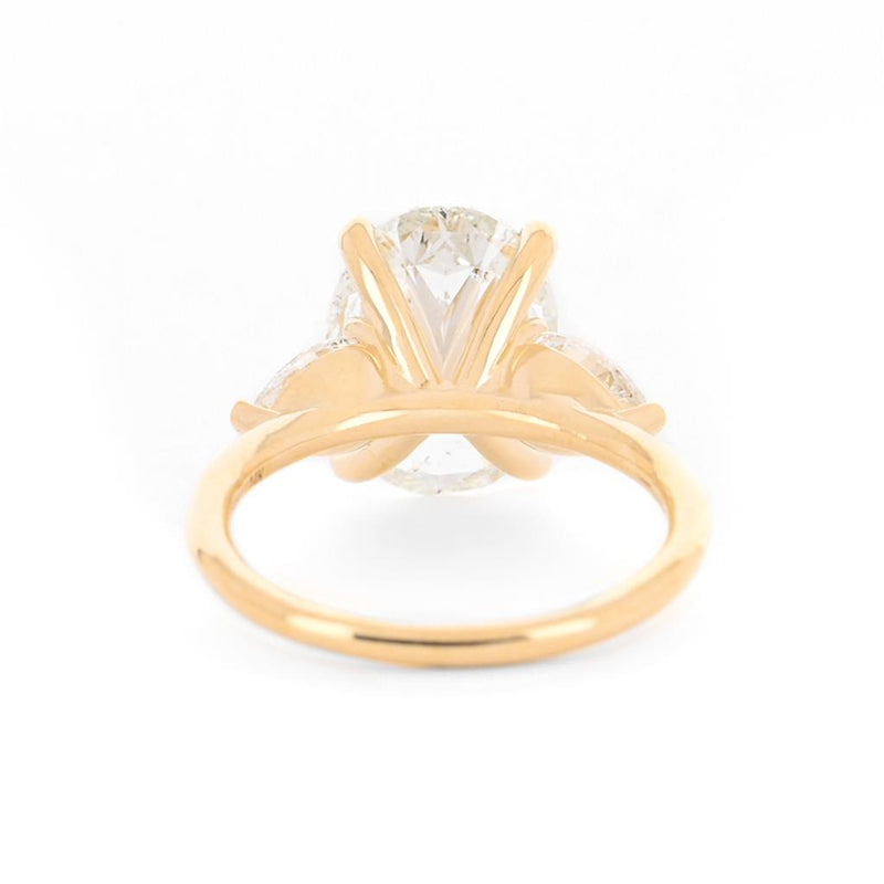 5.25ctw Oval Three-Stone + Pear Diamond Engagement Ring - 14K Yellow Gold