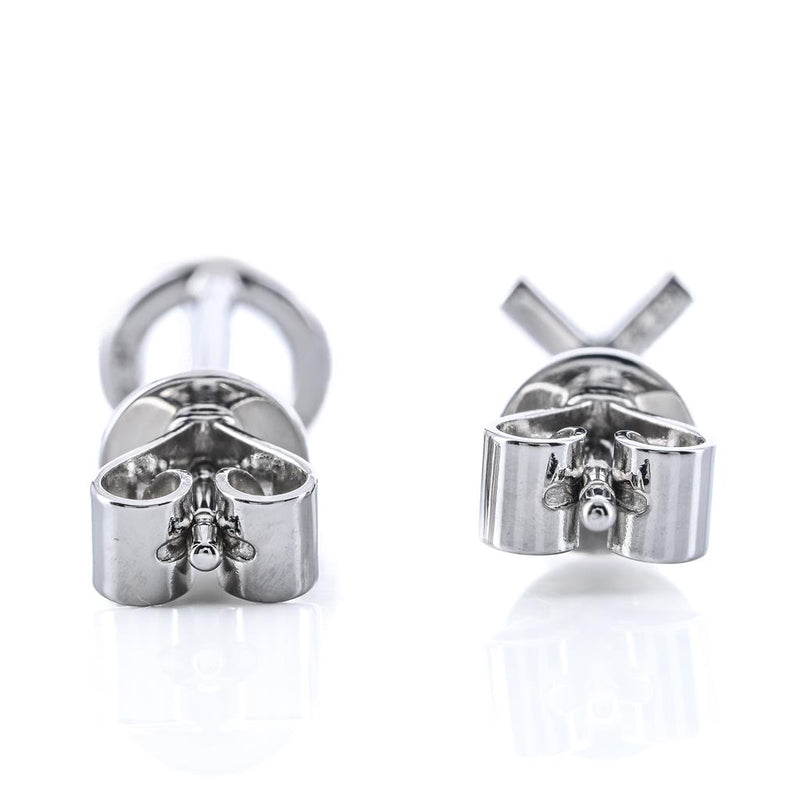 .09CTW Round Diamond "X" and "O" Stud Earrings - 14K White Gold