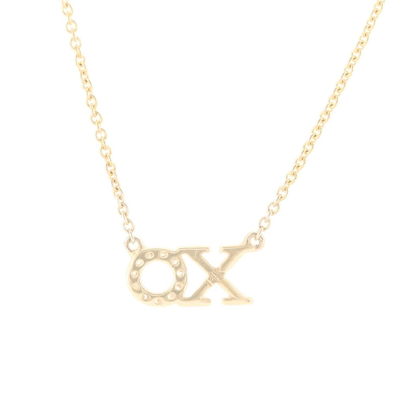 .03CTW Round Diamond "X" and "O" Necklace, 17" - 14K Yellow Gold