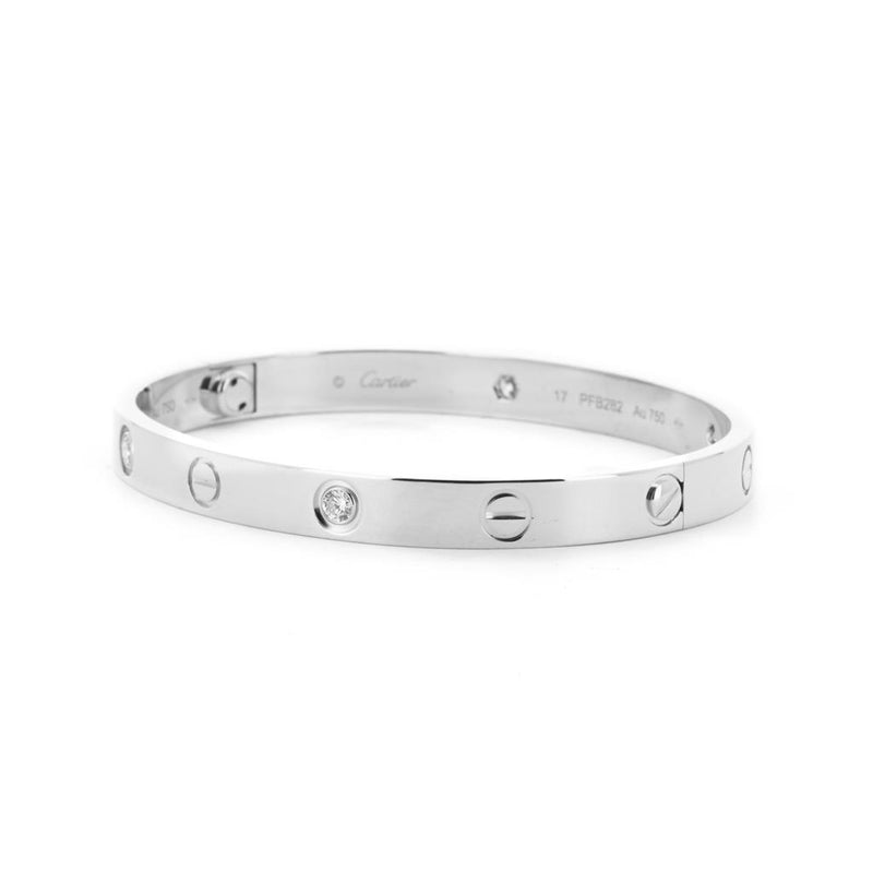 Cartier | 0.42ctw Love Bangle, 4 Diamond, Size 16 - 18k White Gold