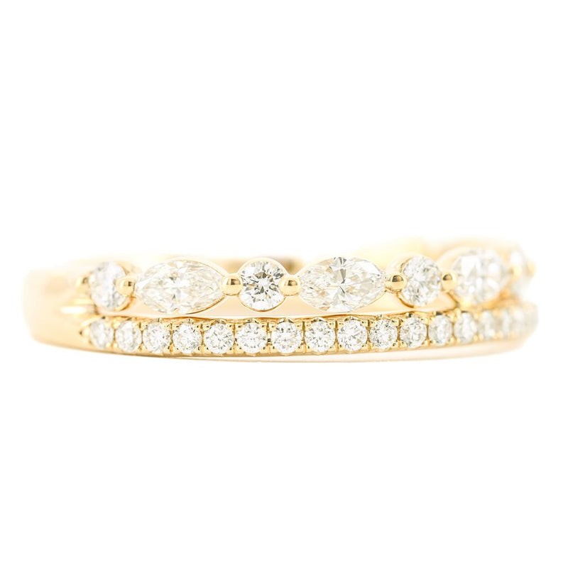 .69CTW Round + Marquise Alternating Diamond Band - Split Shank - 14K Yellow Gold