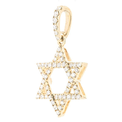 .24CTW Round Diamond Star of David Pendant - 14K Yellow Gold