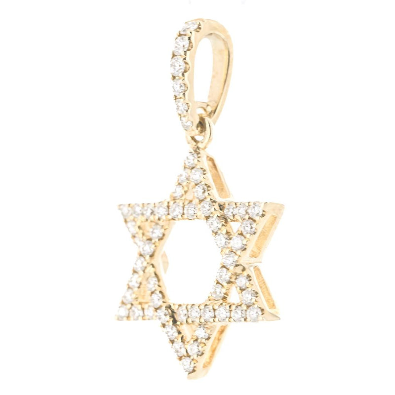 .24CTW Round Diamond Star of David Pendant - 14K Yellow Gold