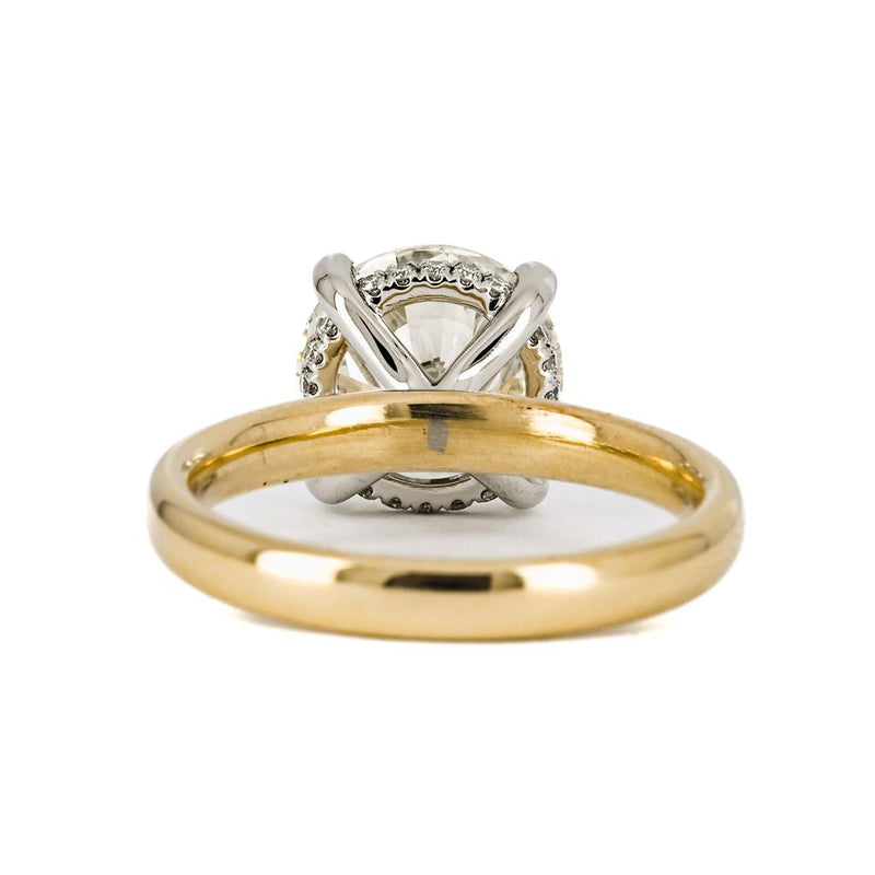 3.31ctw Round Solitaire Diamond Engagement Ring, 3mm Band - 950 Platinum & 14k Yellow Gold - Size 6.5