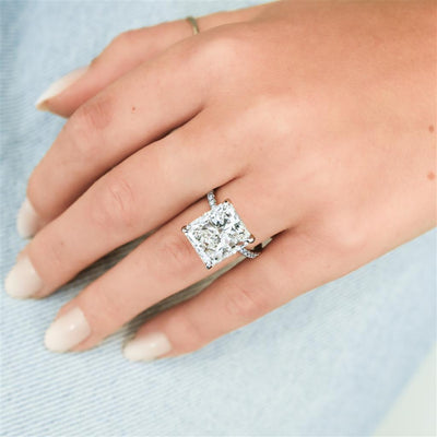 8.52CTW Radiant Diamond Engagement Ring - Pavé Band - 950 Platinum