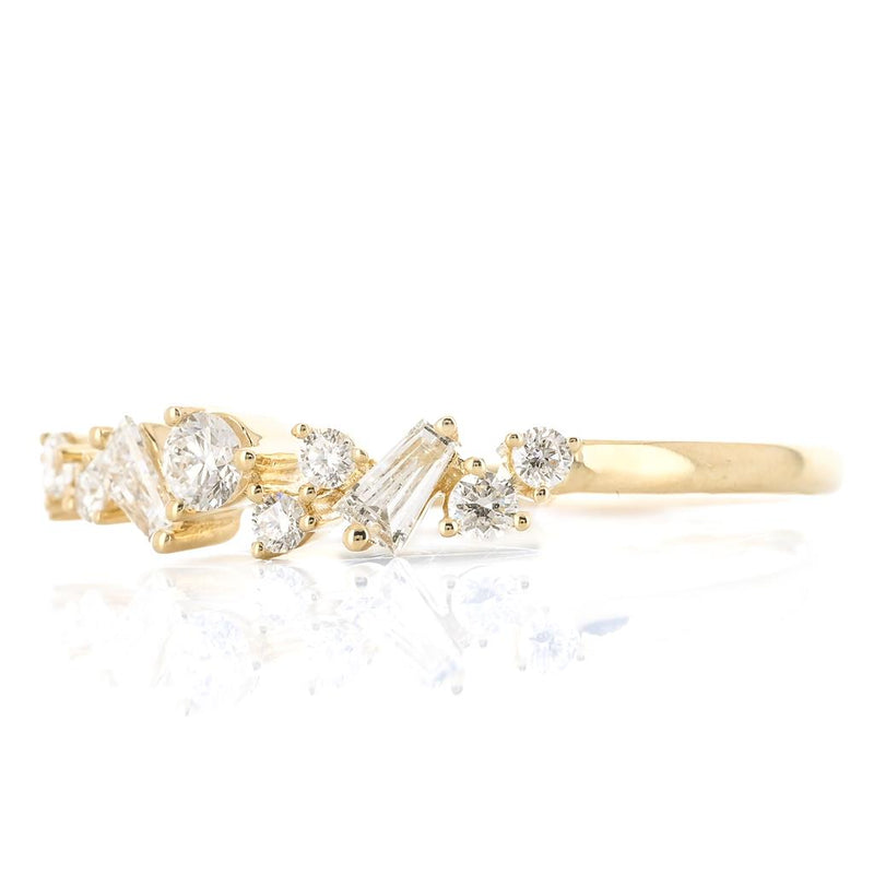 .27CTW Baguette + Round Diamond Band - Scattered - 14K Yellow Gold