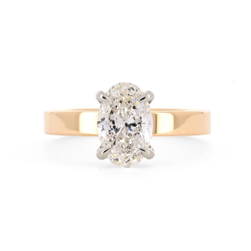 1.71ct Oval Diamond Engagement Ring, 3mm - 14K Multi-Tone Gold