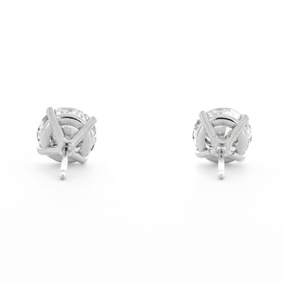 3.12ctw Round Lab Grown Diamond Studs, 4 Prong - 14K White Gold