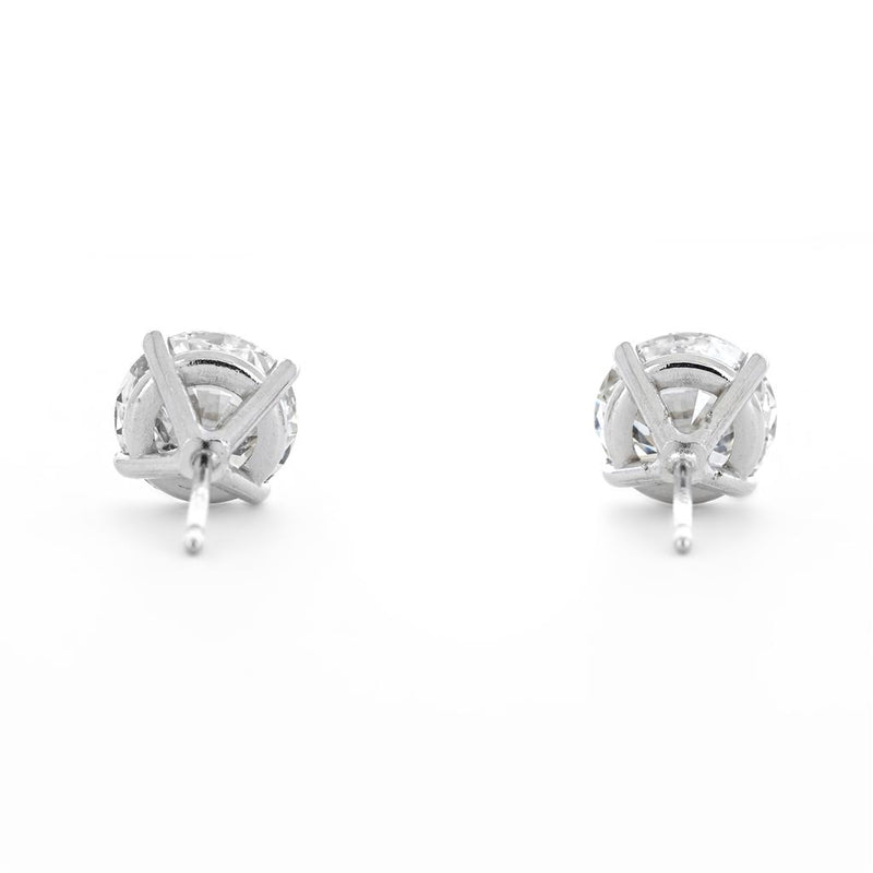 3.12ctw Round Lab Grown Diamond Studs, 4 Prong - 14K White Gold