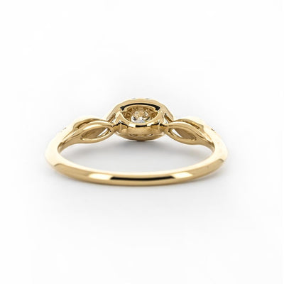 0.24ctw Diamond Engagement Ring - Halo Twist - Yellow Gold