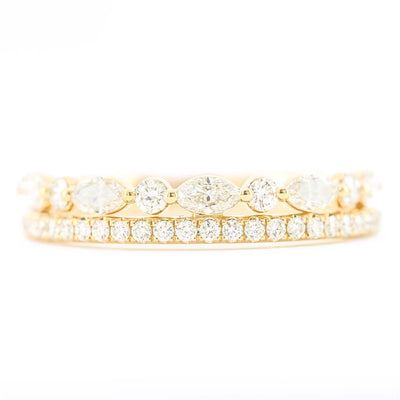 .69CTW Round + Marquise Alternating Diamond Band - Split Shank - 14K Yellow Gold