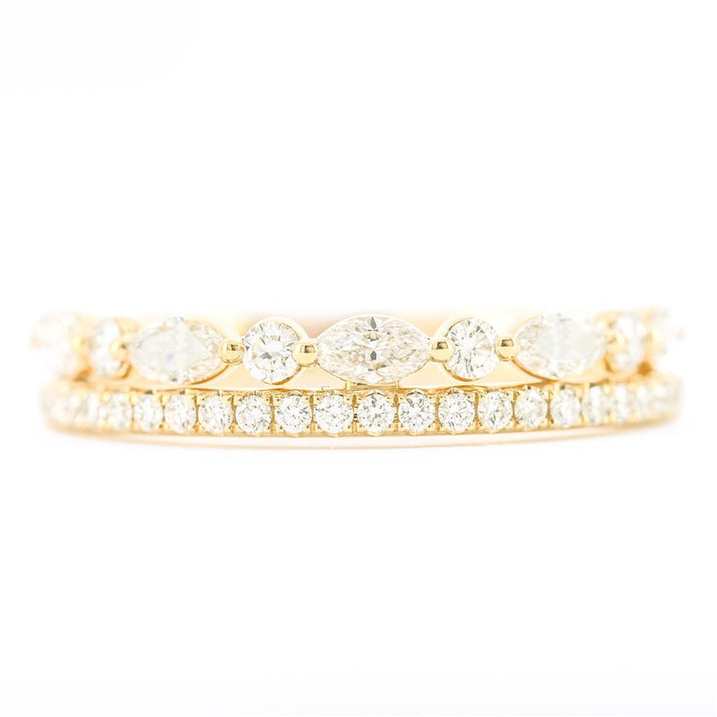 .69CTW Round + Marquise Alternating Diamond Band - Split Shank - 14K Yellow Gold