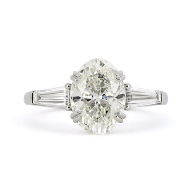 4.26ctw Oval Diamond Engagement Ring - Three-Stone - Platinum