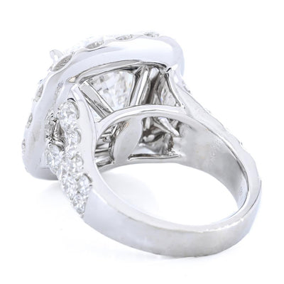 11.14CTW Round Diamond Engagement Ring - Halo - 18K White Gold