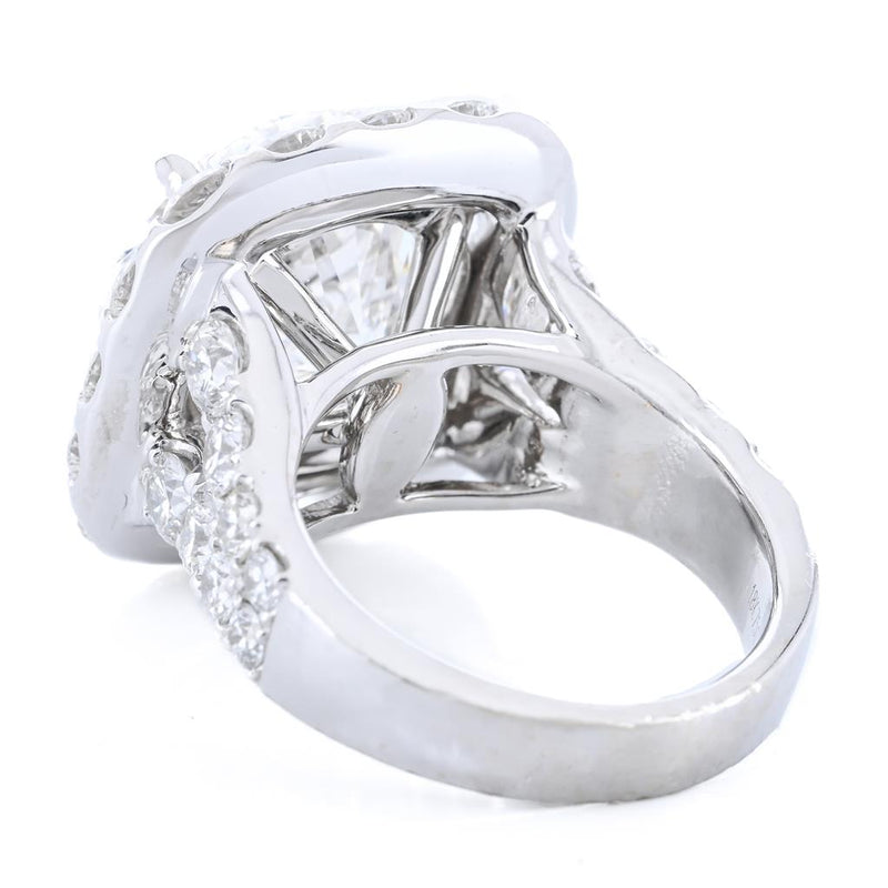 11.14CTW Round Diamond Engagement Ring - Halo - 18K White Gold